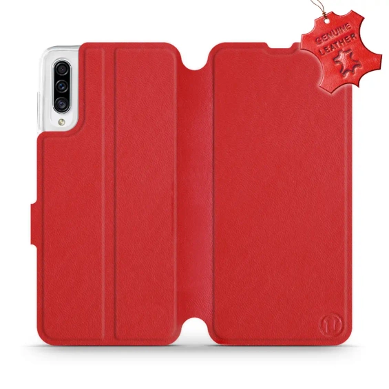Etui ze skóry naturalnej do Samsung Galaxy A30s - wzór Red Leather