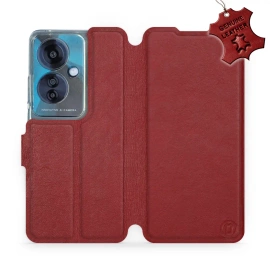 Etui ze skóry naturalnej do OPPO Reno 11F - wzór Dark Red Leather
