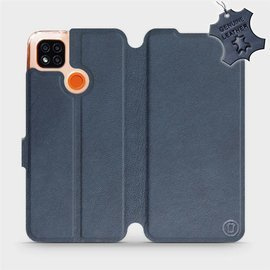 Etui ze skóry naturalnej do Xiaomi Redmi 9C - wzór Blue Leather