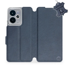 Etui ze skóry naturalnej do Realme 14T 5G - wzór Blue Leather