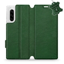 Etui ze skóry naturalnej do Sony Xperia 5 - wzór Green Leather
