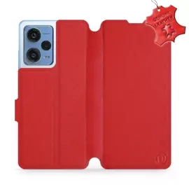 Etui ze skóry naturalnej do Xiaomi Redmi Note 12 Pro 5G - wzór Red Leather