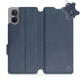 Etui ze skóry naturalnej do Sony Xperia 5 V - wzór Blue Leather