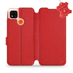 Etui ze skóry naturalnej do Xiaomi Redmi 9C - wzór Red Leather