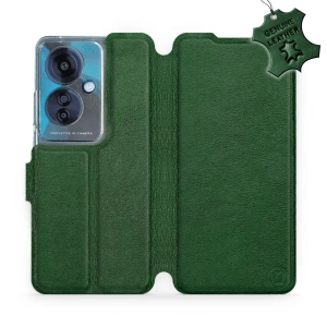 Etui ze skóry naturalnej do OPPO Reno 11F - wzór Green Leather