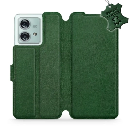Etui ze skóry naturalnej do Motorola Edge 40 Neo - wzór Green Leather
