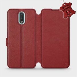 Etui ze skóry naturalnej do Nokia 2.3 - wzór Dark Red Leather