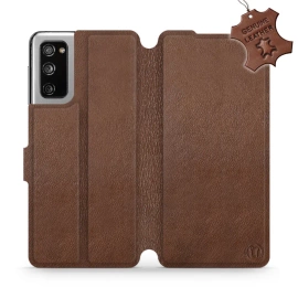 Etui ze skóry naturalnej do Samsung Galaxy S20 FE - wzór Brown Leather