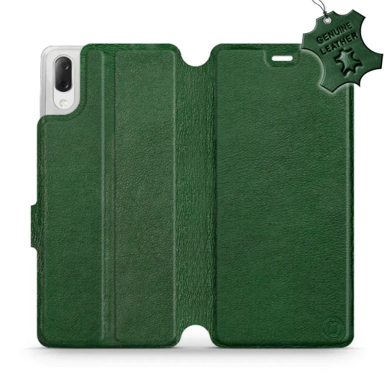 Etui ze skóry naturalnej do Sony Xperia L3 - wzór Green Leather
