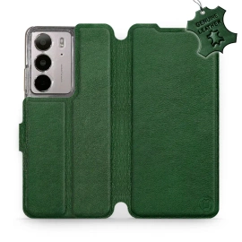 Etui ze skóry naturalnej do Realme C75 - wzór Green Leather