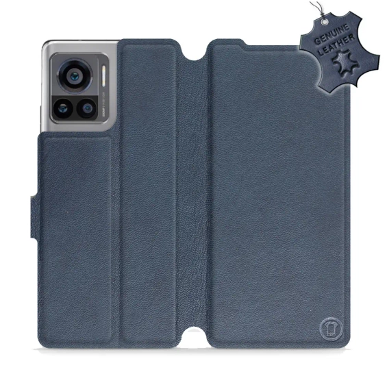 Etui ze skóry naturalnej do Motorola Edge 30 Ultra - wzór Blue Leather