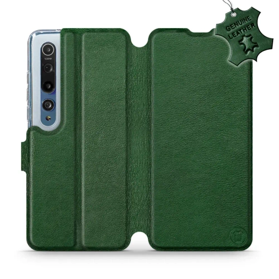 Etui ze skóry naturalnej do Xiaomi Mi 10 - wzór Green Leather