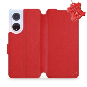 Etui ze skóry naturalnej do OPPO A98 5G - wzór Red Leather