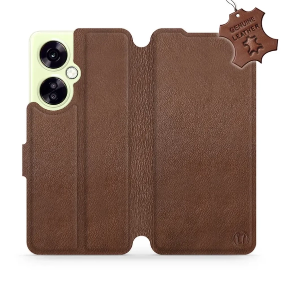Etui ze skóry naturalnej do OnePlus Nord CE 3 Lite 5G - wzór Brown Leather
