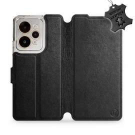 Etui ze skóry naturalnej do Realme 15 Pro 5G - wzór Black Leather