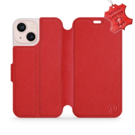 Etui ze skóry naturalnej do Apple iPhone 13 mini - wzór Red Leather