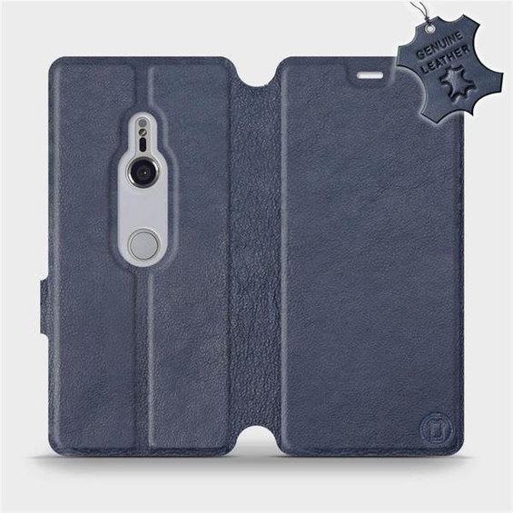 Etui ze skóry naturalnej do Sony Xperia XZ3 - wzór Blue Leather