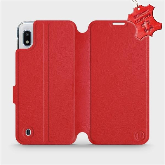 Etui ze skóry naturalnej do Samsung Galaxy A10 - wzór Red Leather