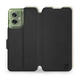 Etui Soft Touch do Motorola Moto G55 5G - wzór Satynowa czerń z platyną