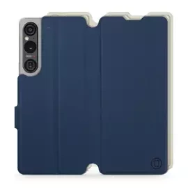 Etui Soft Touch do Sony Xperia 1 V - wzór Głęboki granat z platyną
