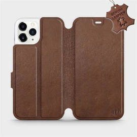 Etui ze skóry naturalnej do Apple iPhone 11 Pro - wzór Brown Leather