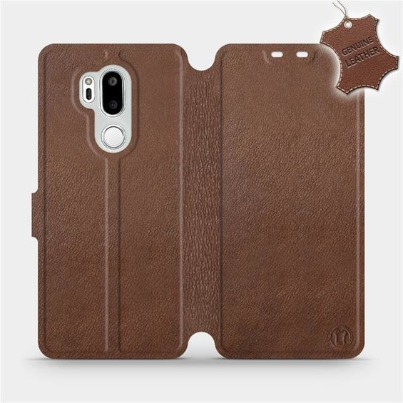 Etui ze skóry naturalnej do LG G7 ThinQ - wzór Brown Leather