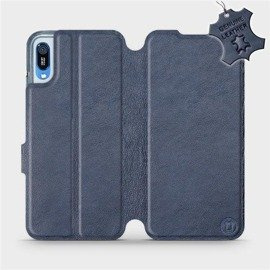 Etui ze skóry naturalnej do Huawei Y6 2019 - wzór Blue Leather
