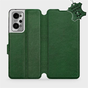 Etui ze skóry naturalnej do Realme GT 2 - wzór Green Leather