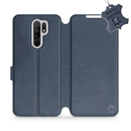Etui ze skóry naturalnej do Xiaomi Redmi 9 - wzór Blue Leather