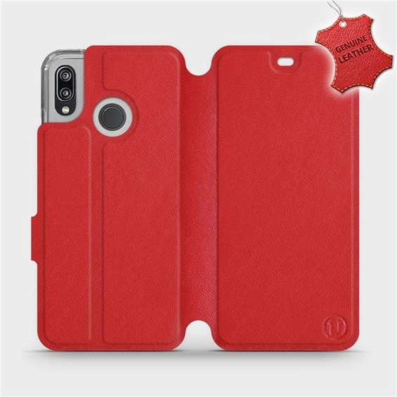 Etui ze skóry naturalnej do Huawei P20 Lite - wzór Red Leather