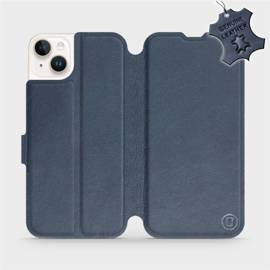 Etui ze skóry naturalnej do Apple iPhone 14 Plus - wzór Blue Leather