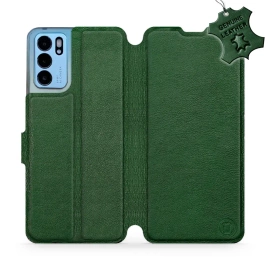 Etui ze skóry naturalnej do OPPO Reno 6 5G - wzór Green Leather