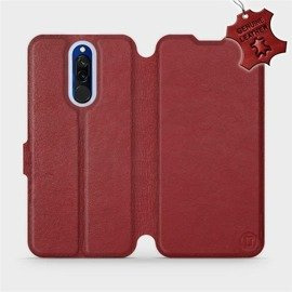 Etui ze skóry naturalnej do Xiaomi Redmi 8 - wzór Dark Red Leather