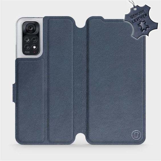 Etui ze skóry naturalnej do Xiaomi Redmi Note 11S - wzór Blue Leather