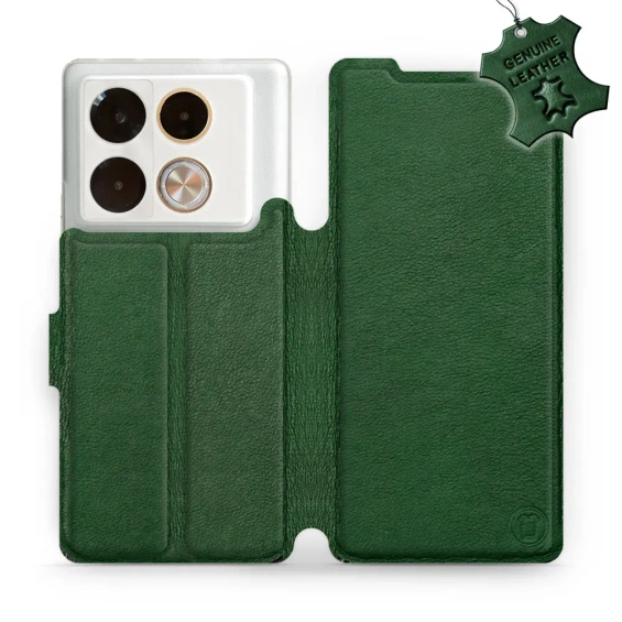 Etui ze skóry naturalnej do Infinix Note 40 Pro - wzór Green Leather