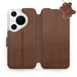 Etui ze skóry naturalnej do Huawei Pura 70 Pro - wzór Brown Leather