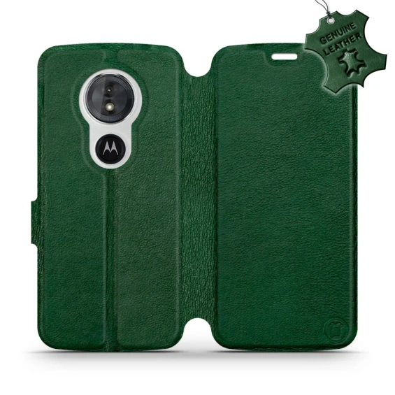 Etui ze skóry naturalnej do Motorola Moto E5 - wzór Green Leather