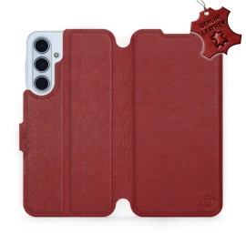 Etui ze skóry naturalnej do Samsung Galaxy M35 5G - wzór Dark Red Leather