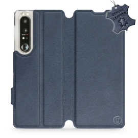 Etui ze skóry naturalnej do Sony Xperia 1 III - wzór Blue Leather