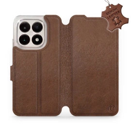 Etui ze skóry naturalnej do Xiaomi 15T - wzór Brown Leather