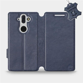 Etui ze skóry naturalnej do Nokia 8 Sirocco - wzór Blue Leather