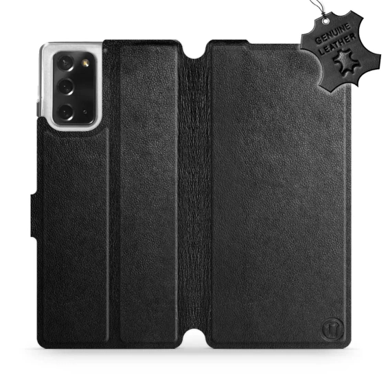 Etui ze skóry naturalnej do Samsung Galaxy Note 20 - wzór Black Leather