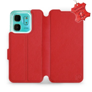 Etui ze skóry naturalnej do Infinix HOT 50i - wzór Red Leather