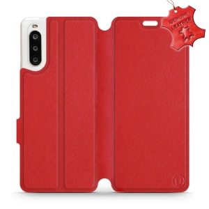 Etui ze skóry naturalnej do Sony Xperia 10 II - wzór Red Leather