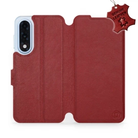 Etui ze skóry naturalnej do OnePlus Nord 5 - wzór Dark Red Leather