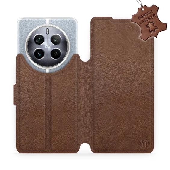 Etui ze skóry naturalnej do Realme 12 Pro 5G - wzór Brown Leather