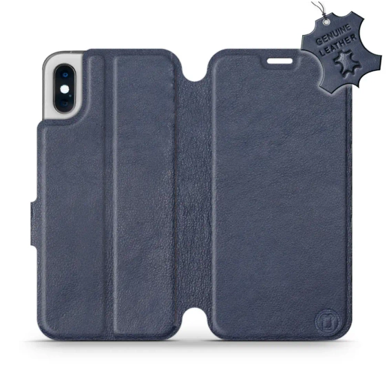 Etui ze skóry naturalnej do Apple iPhone X - wzór Blue Leather