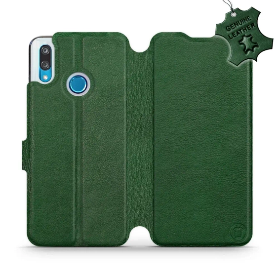 Etui ze skóry naturalnej do Huawei P Smart 2019 - wzór Green Leather
