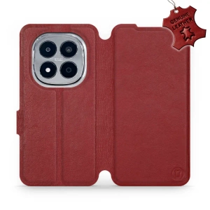 Etui ze skóry naturalnej do Xiaomi Redmi Note 15 Pro Plus 5G - wzór Dark Red Leather