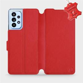 Etui ze skóry naturalnej do Samsung Galaxy A53 5G - wzór Red Leather